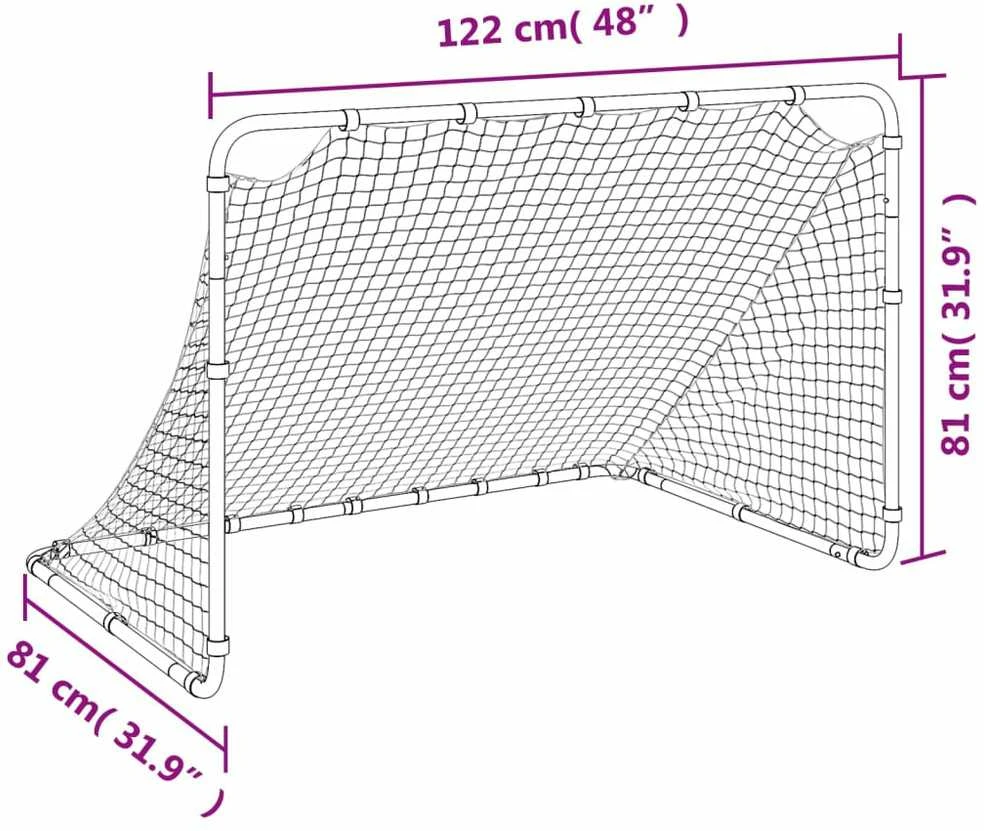 Futbolo vartai, balti, 122x81x81 cm, plienas