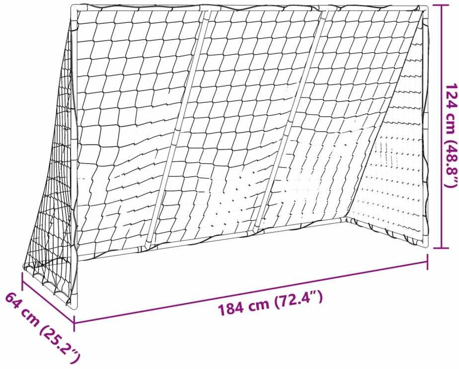 Futbolo vartai su kamuoliais, 2-1, balti, 184x64x124cm, metalas