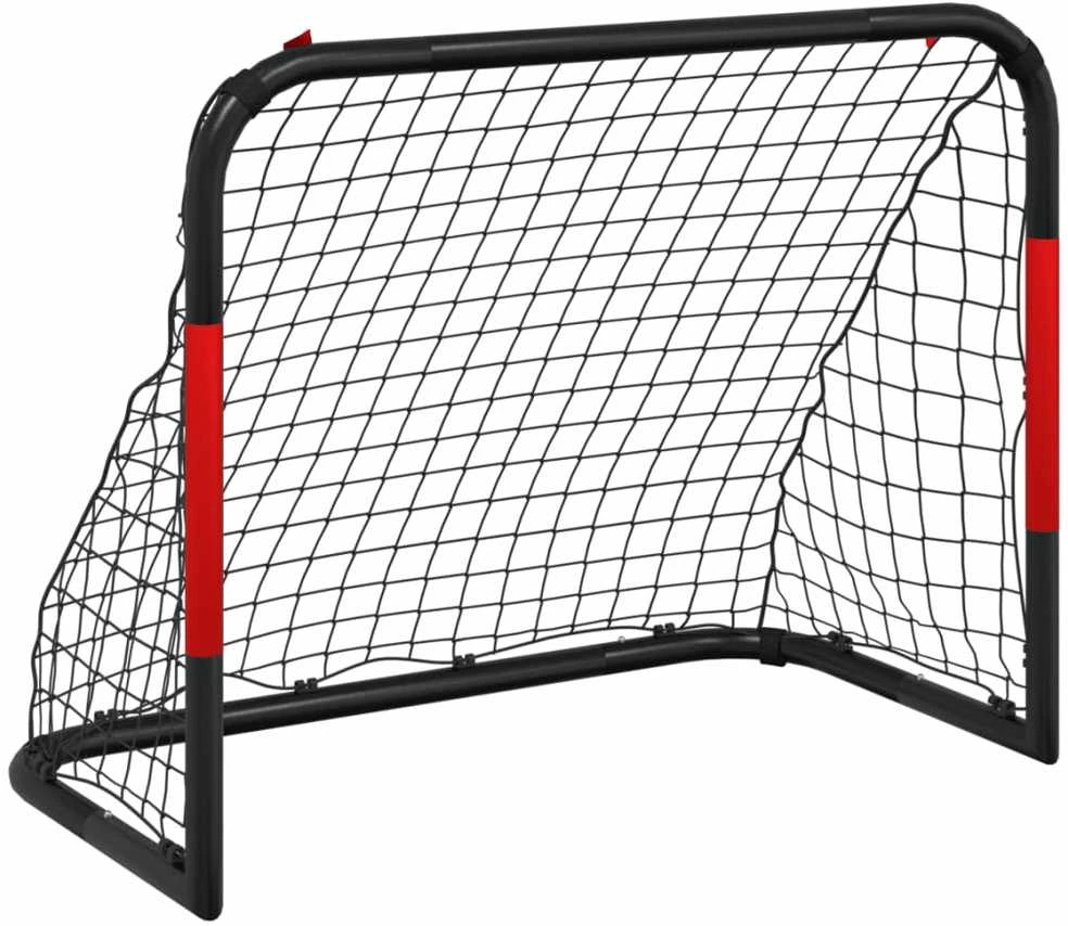 Futbolo vartai su tinklu, raudoni ir juodi, 90x48x71cm, plienas
