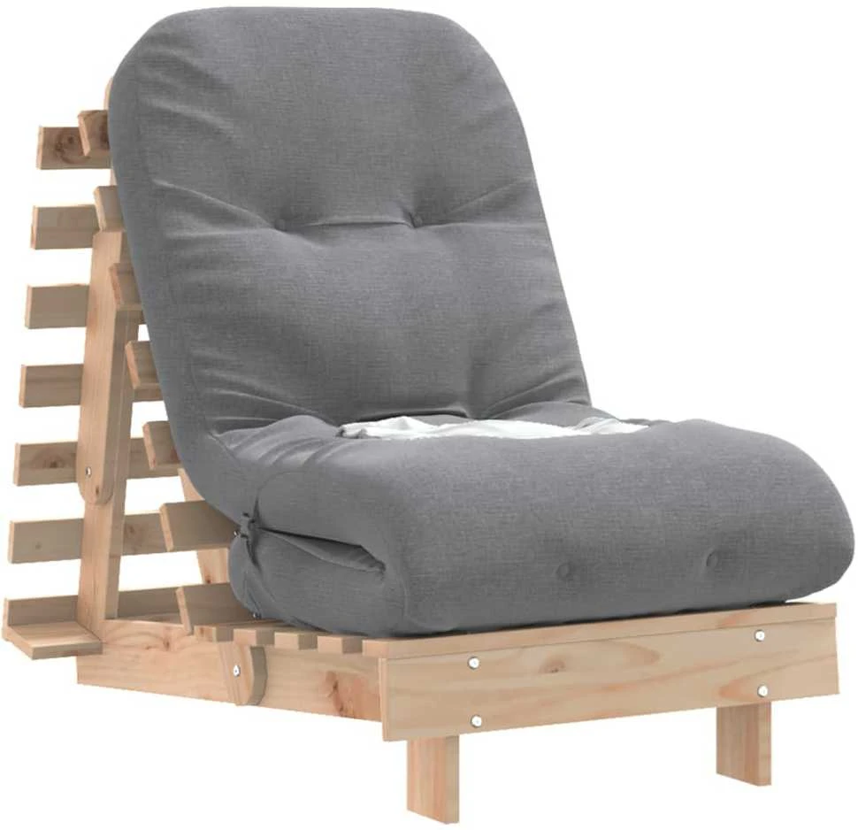Futono sofa-lova su čiužiniu, 60x206x11cm, pušies masyvas