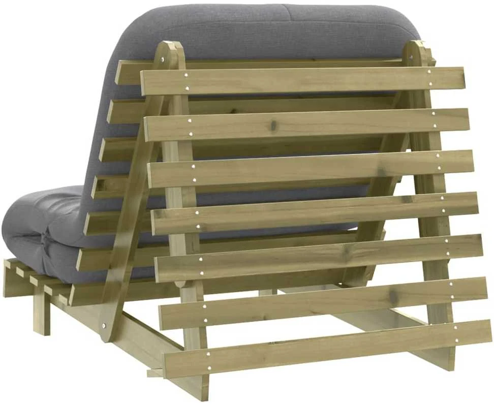 Futono sofa-lova su čiužiniu, 80x206x11cm, impregnuota pušis