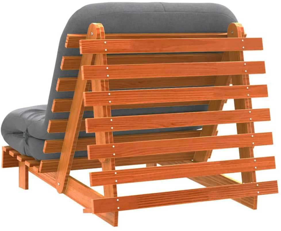Futono sofa-lova su čiužiniu, vaško ruda, 80x206x11cm, pušis