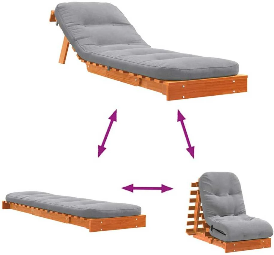 Futono sofa-lova su čiužiniu, vaško ruda, 60x206x11cm, pušis