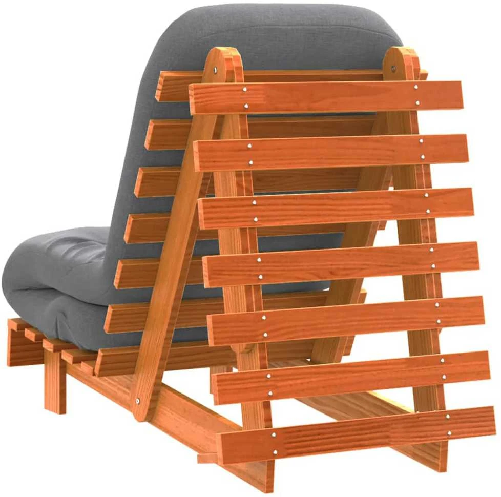 Futono sofa-lova su čiužiniu, vaško ruda, 60x206x11cm, pušis