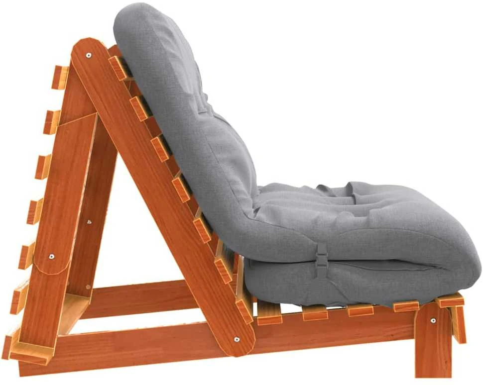Futono sofa-lova su čiužiniu, vaško ruda, 90x206x11cm, pušis