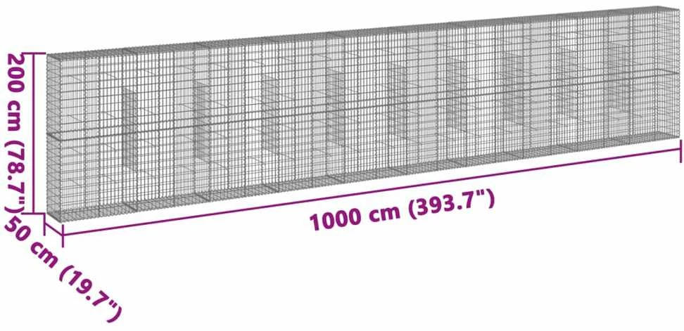 Gabiono krepšys su dangčiu, 1000x50x200cm, galvanizuota geležis