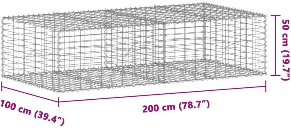 Gabiono krepšys su dangčiu, 200x100x50cm, galvanizuota geležis