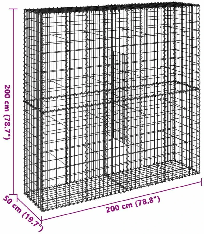 Gabiono krepšys su dangčiu, 200x50x200cm, galvanizuota geležis