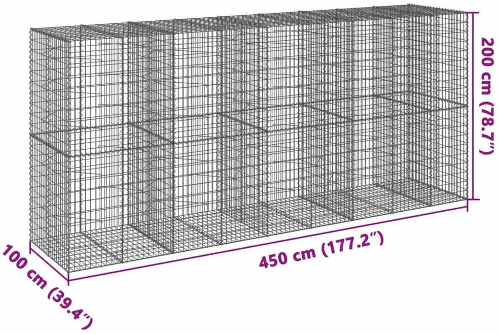 Gabiono krepšys su dangčiu, 450x100x200cm, galvanizuota geležis