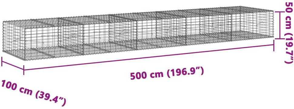 Gabiono krepšys su dangčiu, 500x100x50cm, galvanizuota geležis