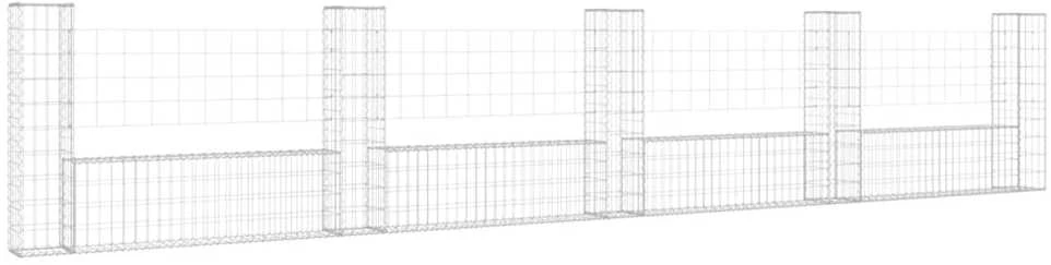 Gabionų krepšiai su 5 kolonomis, 500x20x100cm, geležis