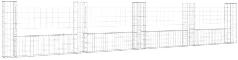 Gabionų krepšiai su 5 kolonomis, 500x20x100cm, geležis
