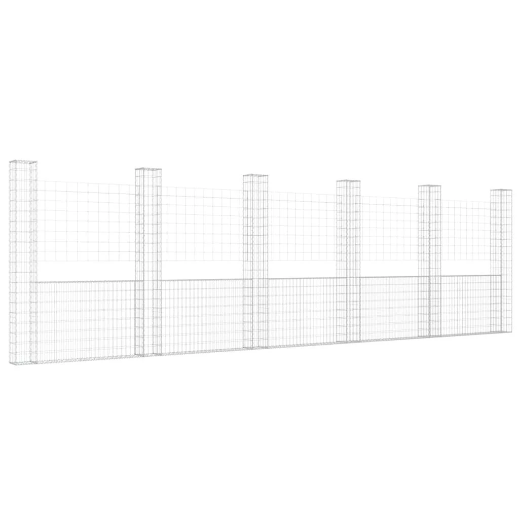 Gabionų krepšiai su 6 kolonomis, 620x20x200cm, geležis