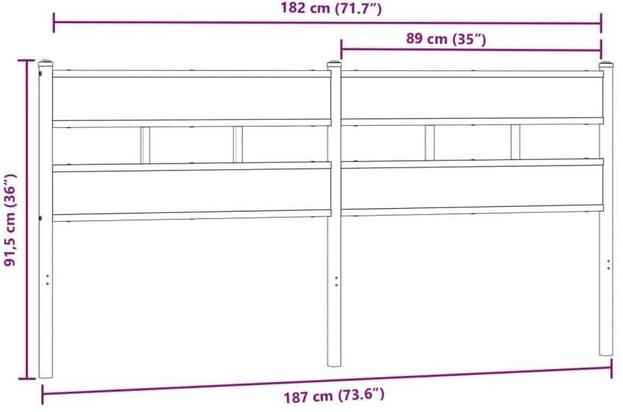 Pakaitinis galvūgalis, ąžuolo spalvos, 180cm, geležis ir apdirbta mediena