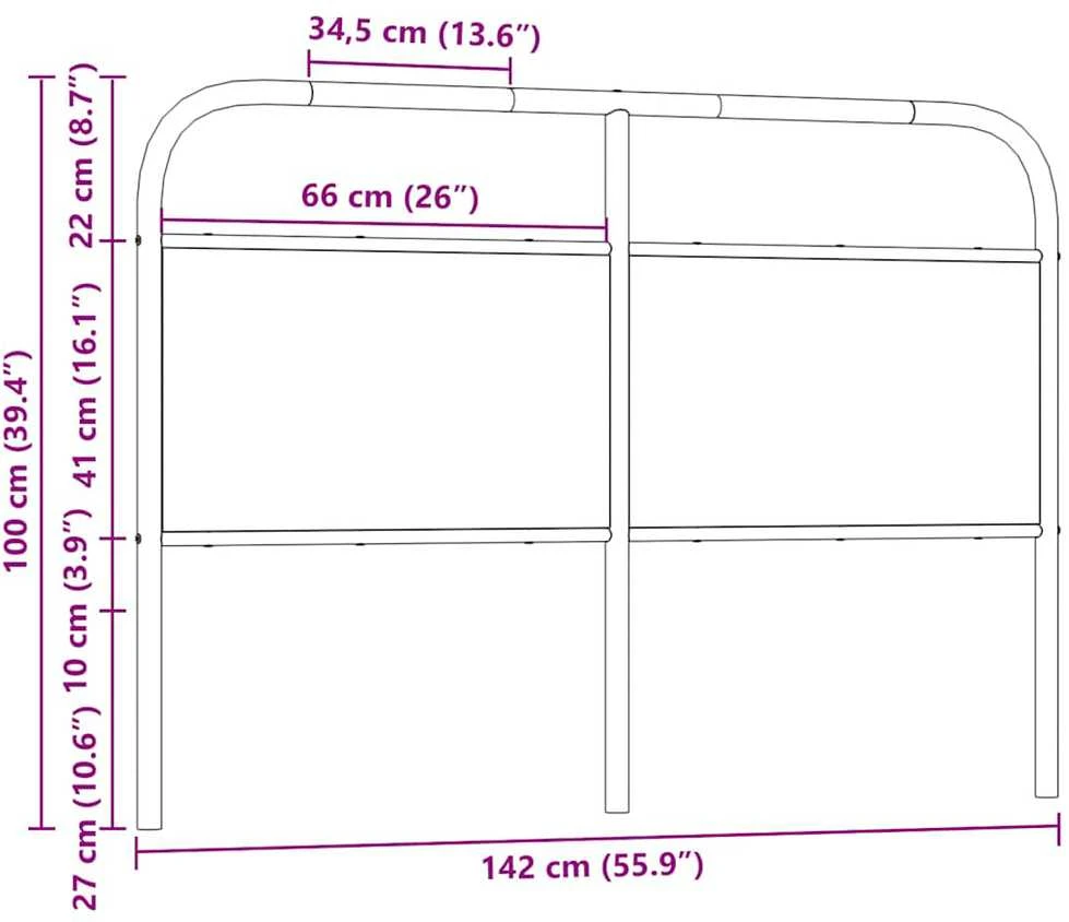 Pakaitinis galvūgalis, dūminio ąžuolo spalvos, 135 cm, plienas ir mediena