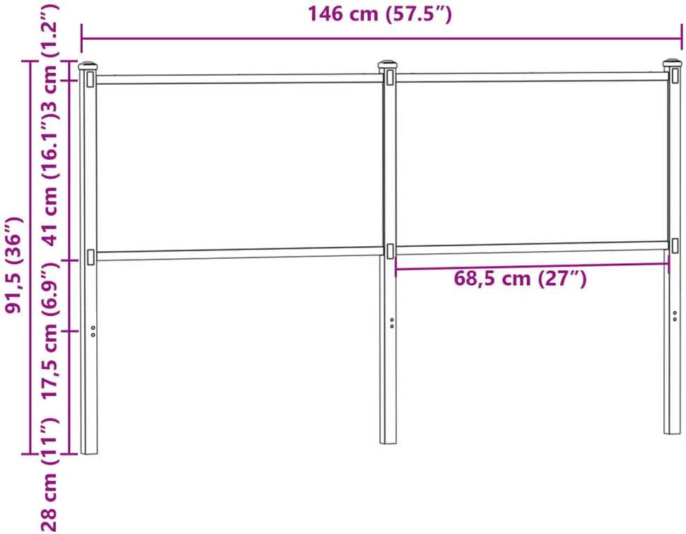 Pakaitinis galvūgalis, dūminio ąžuolo spalvos, 140cm, mediena ir plienas