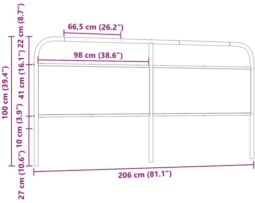 Pakaitinis galvūgalis, dūminio ąžuolo spalvos, 200 cm, plienas ir mediena