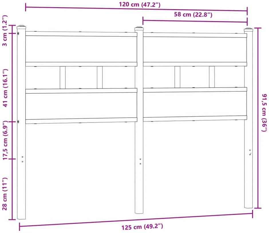 Pakaitinis galvūgalis, ruda ąžuolo, 120cm, apdirbta mediena ir plienas