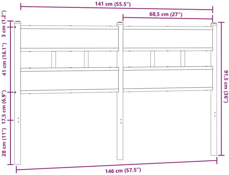 Galvūgalis, ruda ąžuolo, 140cm, apdirbta mediena ir plienas