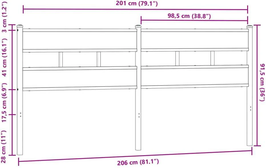 Pakaitinis galvūgalis, ruda ąžuolo, 200cm, apdirbta mediena ir plienas