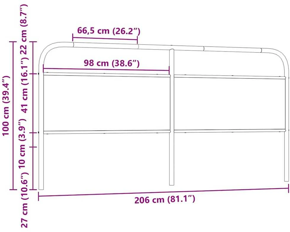 Pakaitinis galvūgalis, ruda ąžuolo, 200cm, apdirbta mediena ir plienas