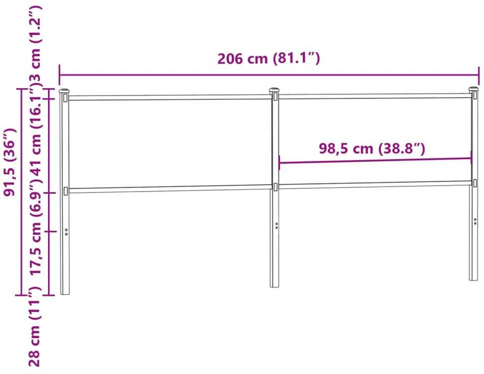 Pakaitinis galvūgalis, ruda ąžuolo spalvos, 200cm, mediena ir plienas