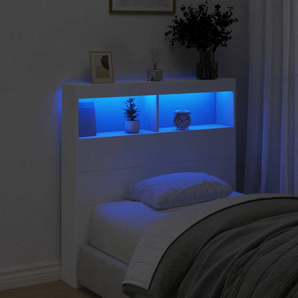 Galvūgalis-spintelė su LED, baltos spalvos, 100x17x102cm