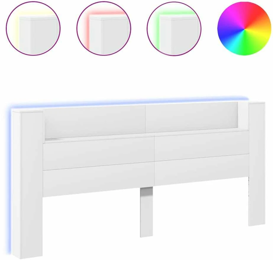 Galvūgalis-spintelė su LED, baltos spalvos, 220x16,5x103,5cm