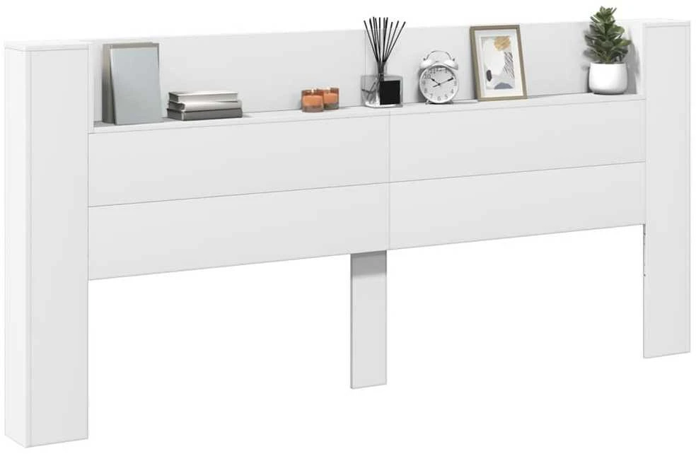 Galvūgalis-spintelė su LED, baltos spalvos, 220x16,5x103,5cm