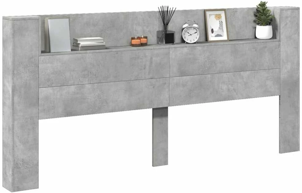 Galvūgalis-spintelė su LED, betono pilkas, 220x16,5x103,5cm