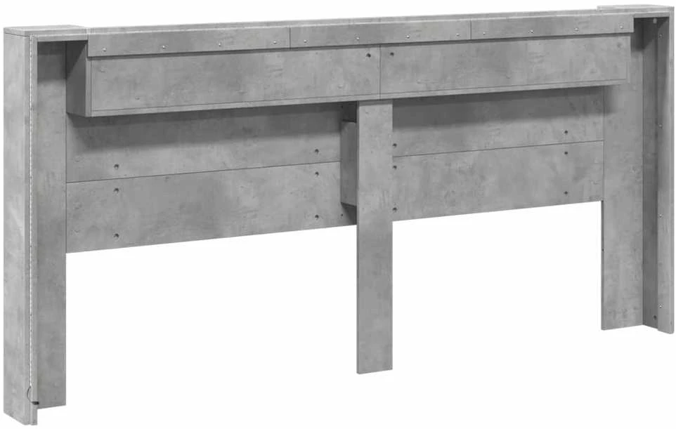 Galvūgalis-spintelė su LED, betono pilkas, 220x16,5x103,5cm