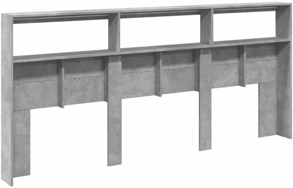 Galvūgalis-spintelė su LED, betono pilkos spalvos, 220x17x102cm