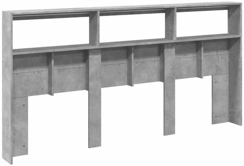Galvūgalis-spintelė su LED, betono pilkos spalvos, 200x17x102cm