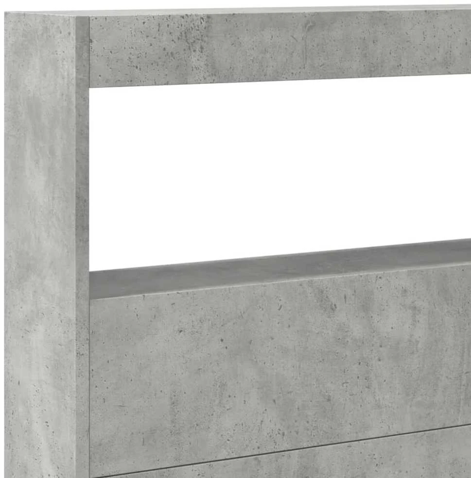 Galvūgalis-spintelė su LED, betono pilkos spalvos, 220x17x102cm