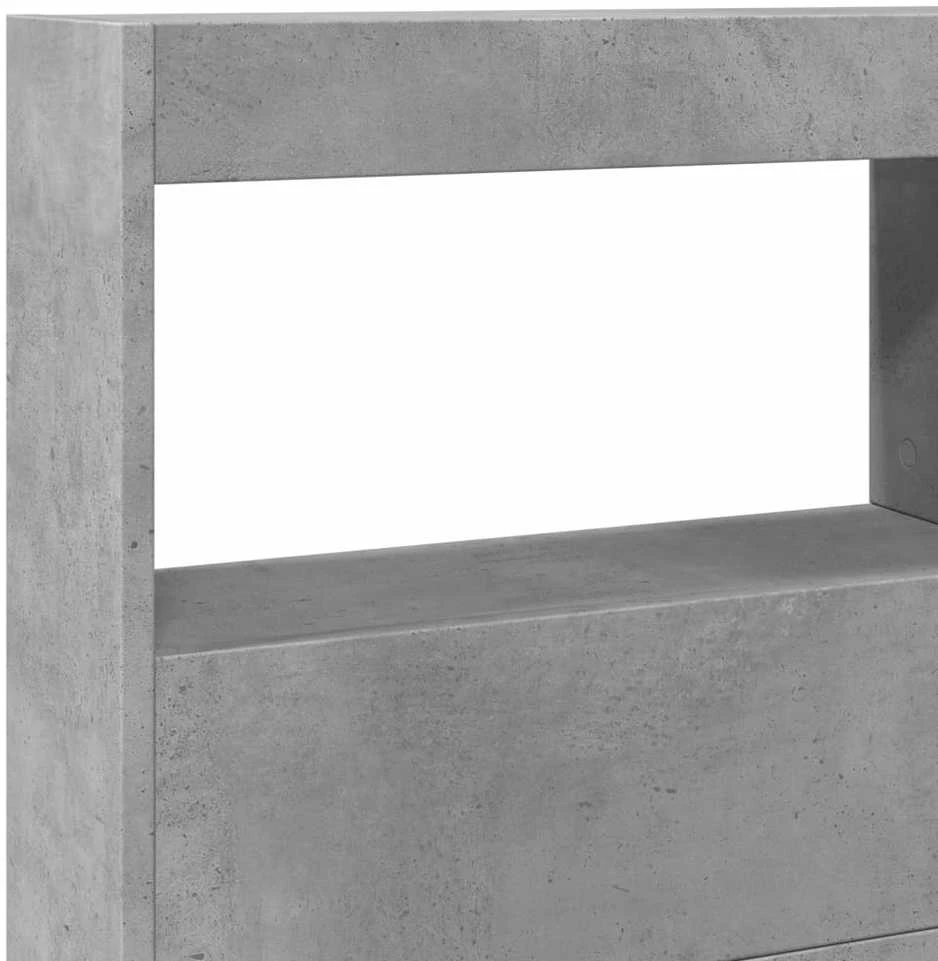 Galvūgalis-spintelė su LED, betono pilkos spalvos, 140x17x102cm