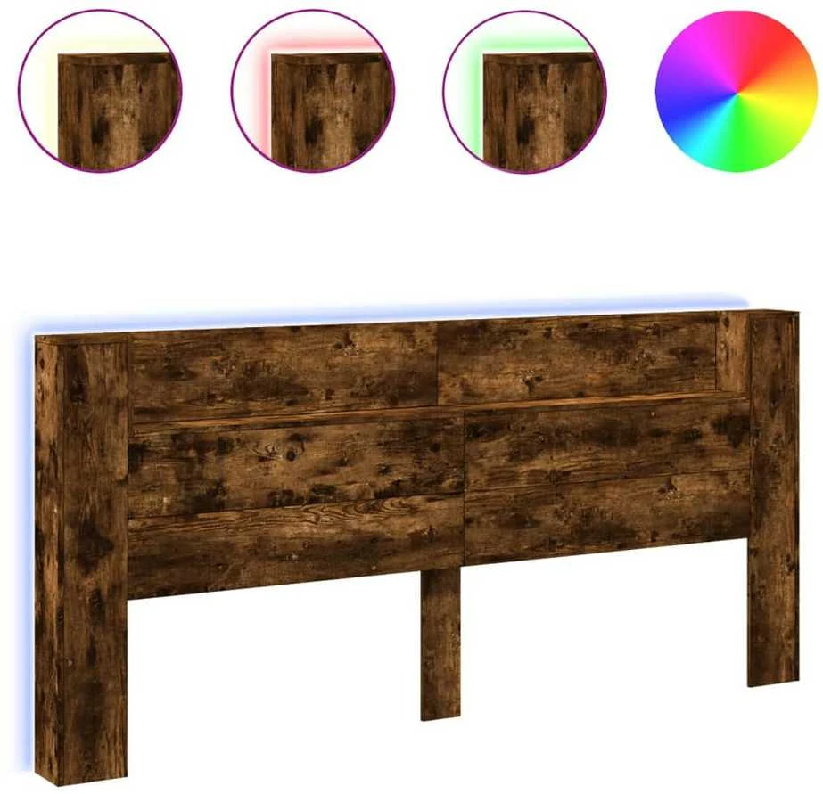 Galvūgalis-spintelė su LED, dūminio ąžuolo, 220x16,5x103,5cm