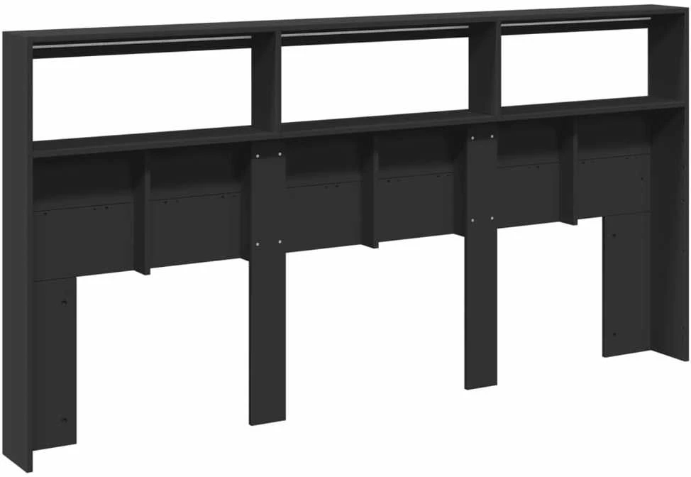 Galvūgalis-spintelė su LED, juodos spalvos, 200x17x102cm