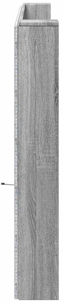 Galvūgalis-spintelė su LED, pilkas ąžuolo, 220x16,5x103,5cm