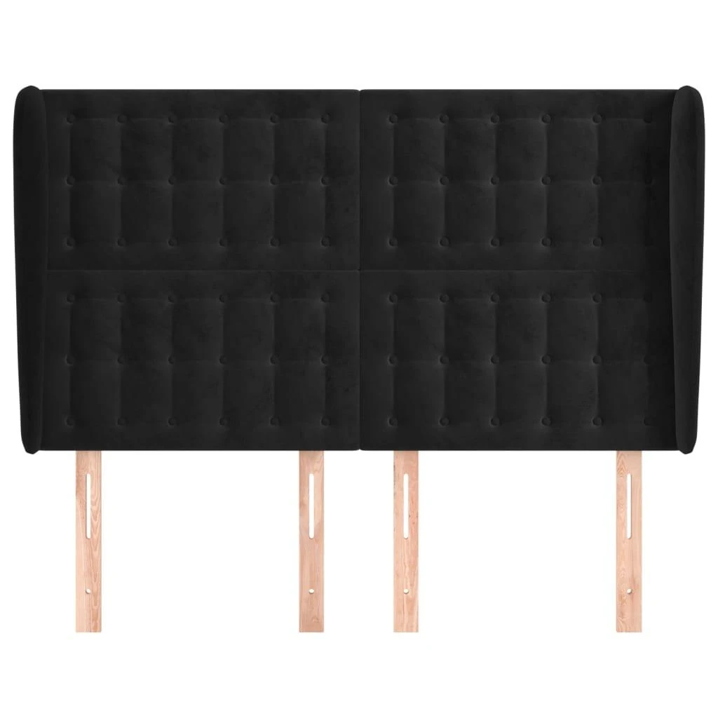 Galvūgalis su auselėmis, juodas, 147x23x118/128cm, aksomas