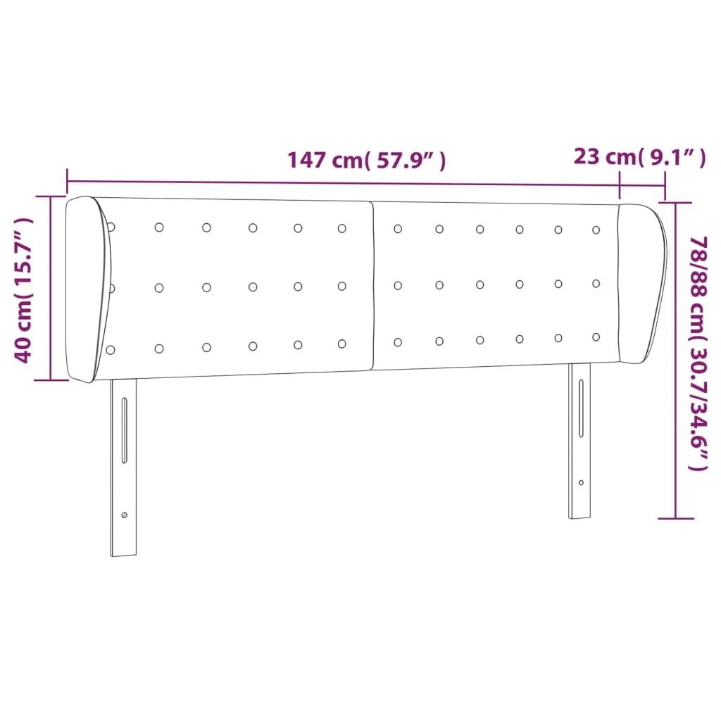 Galvūgalis su auselėmis, kreminės,147x23x78/88cm, dirbtinė oda