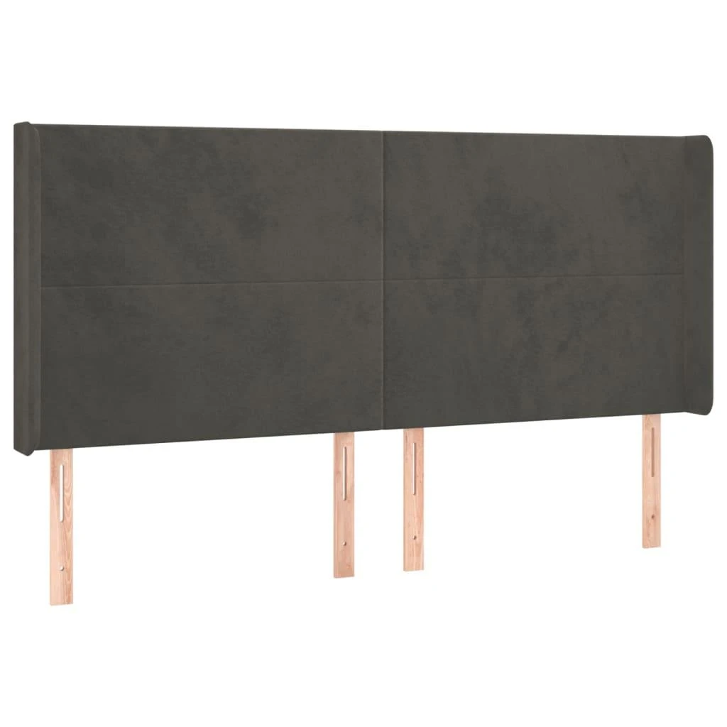 Galvūgalis su auselėmis,tamsiai pilkos,203x16x118/128cm,aksomas
