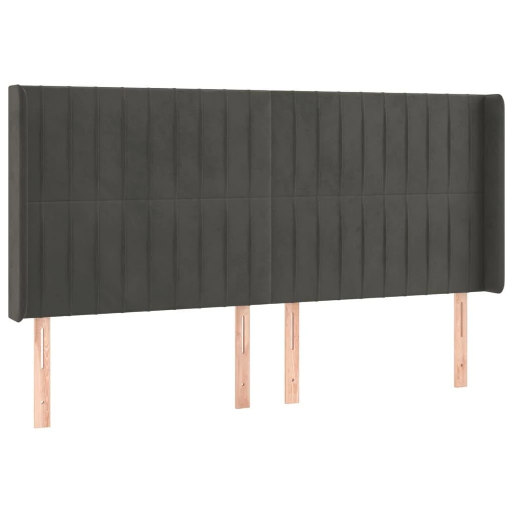 Galvūgalis su auselėmis,tamsiai pilkos,203x16x118/128cm,aksomas