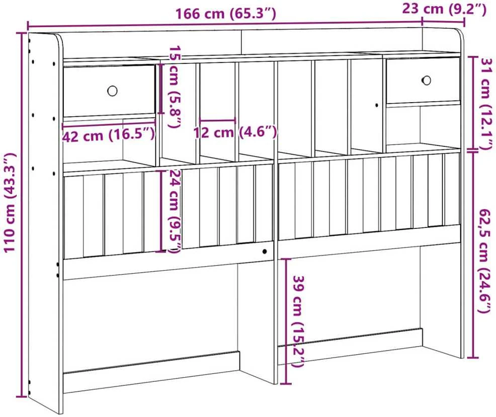 Galvūgalis su daiktų laikymo vieta, rudas, 160cm, pušis