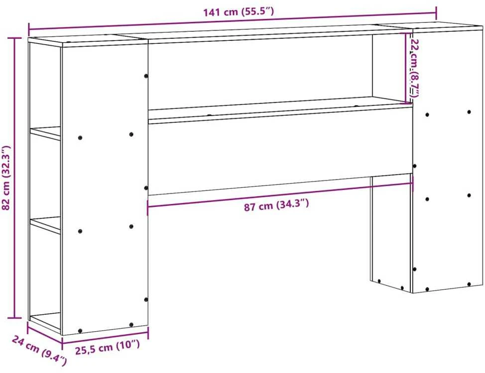 Galvūgalis su daiktų laikymo vieta, rudas, 135cm, pušis