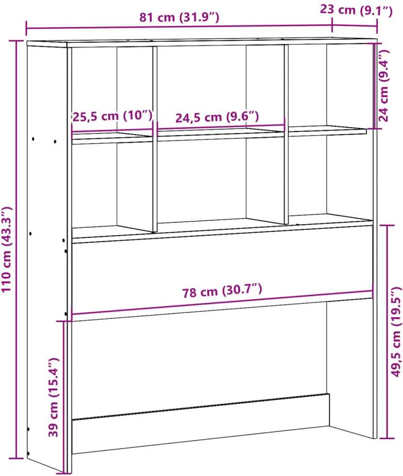 Galvūgalis su daiktų laikymo vieta, rudas, 75cm, pušis