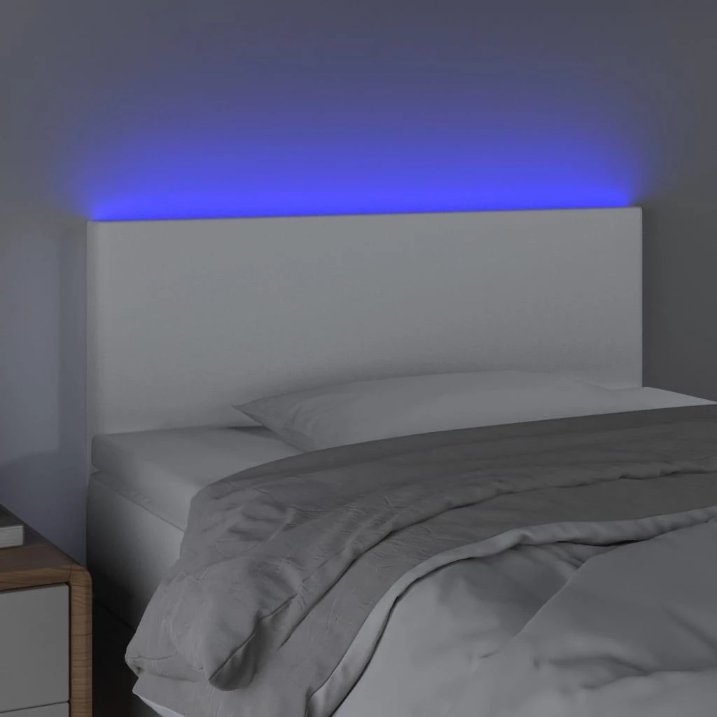 Galvūgalis su LED, baltos spalvos, 100x5x78/88cm, dirbtinė oda