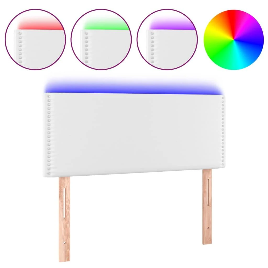 Galvūgalis su LED, baltos spalvos, 100x5x78/88cm, dirbtinė oda