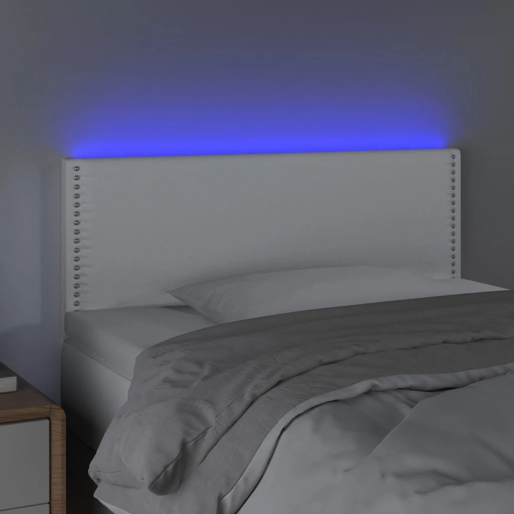 Galvūgalis su LED, baltos spalvos, 100x5x78/88cm, dirbtinė oda