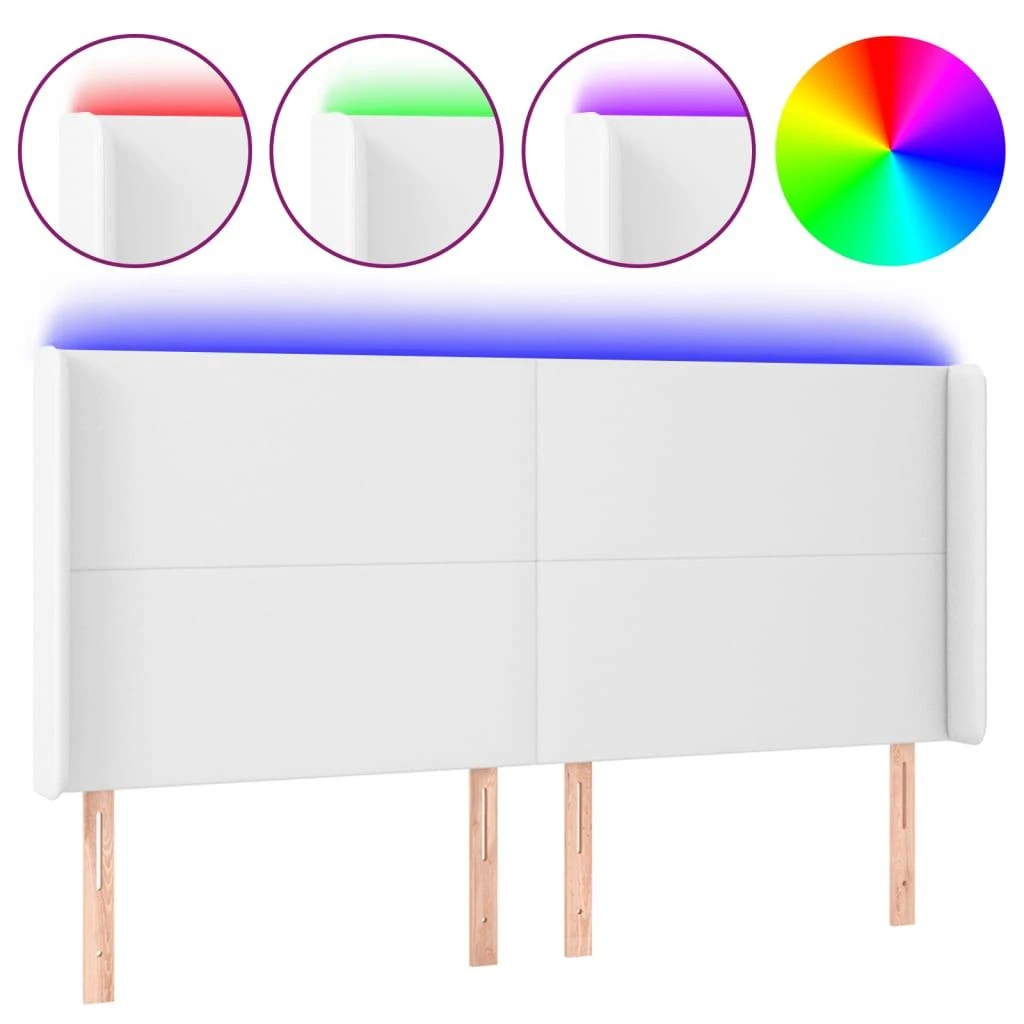 Galvūgalis su LED, baltos spalvos, 183x16x118/128 cm