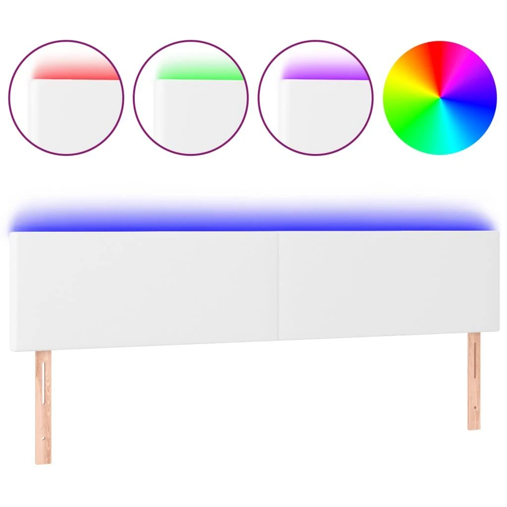 Galvūgalis su LED, baltos spalvos, 200x5x78/88cm, dirbtinė oda